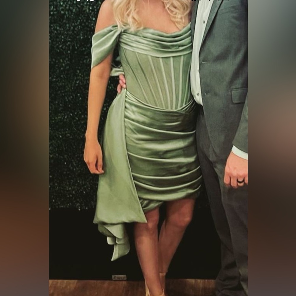 Elegant One-Shoulder Sage Dress